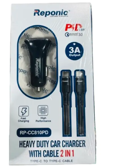 Reponic - Dual Port (Car Charger+Type-C to Type-C Cable)- Electronics (RP-HC810PD)