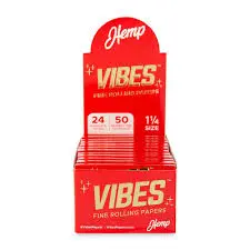 Vibes - 1 1/4" Size Hemp Papers with Tips (24ct, 50pk)