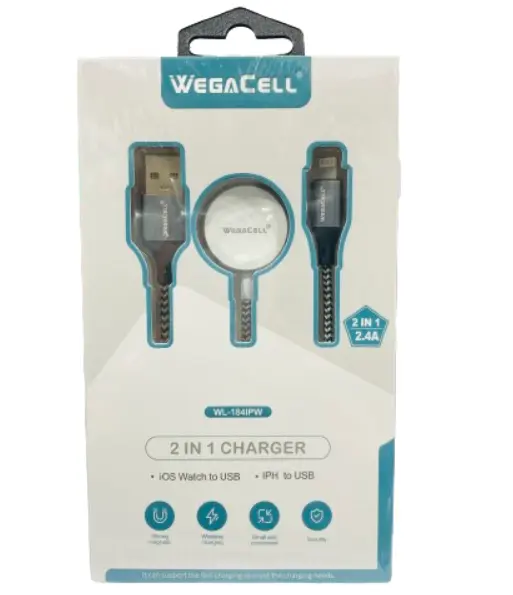 WegaCell - 2 in 1 Charger (iOS Watch to USB/iPH to USB) - Electronics (2.4A Output)