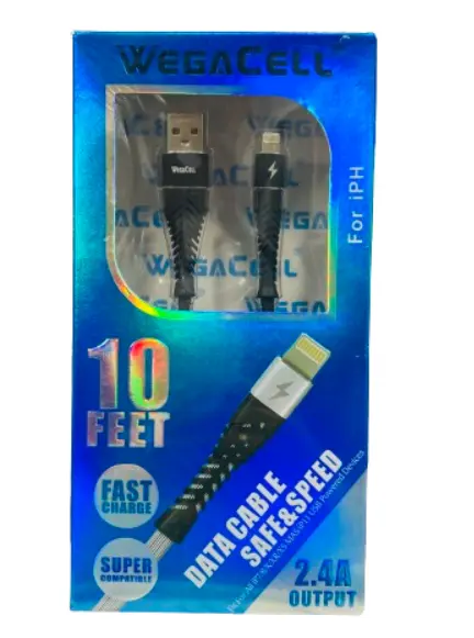 WegaCell - Fast Charge 10ft Data Cable (USB to IPH) - Electronics (2.4A Output)