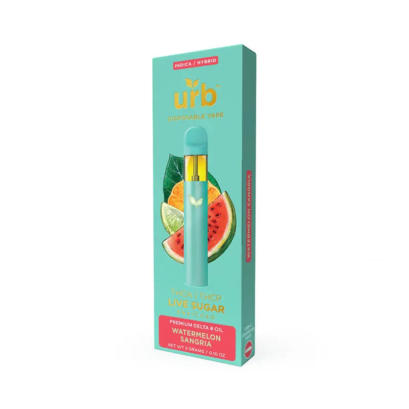urb - Live Sugar Premium D8 Oil Enriched (THCA + THCP) - Hemp Disposables (3g)